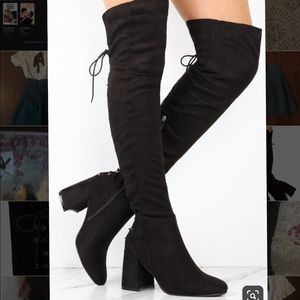 Black Suede Over-the-Knee Boots